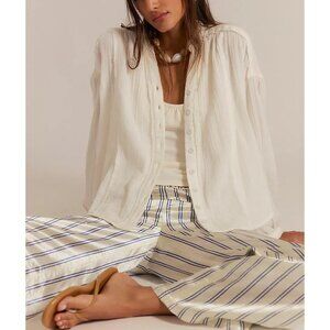 🆕 FREE PEOPLE We The Free Valley Double Cloth Shirt / Clean Ivory